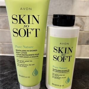Avon Skin So Soft Pure Nature In-Shower Body Lotion and Shower Gel - Light Green